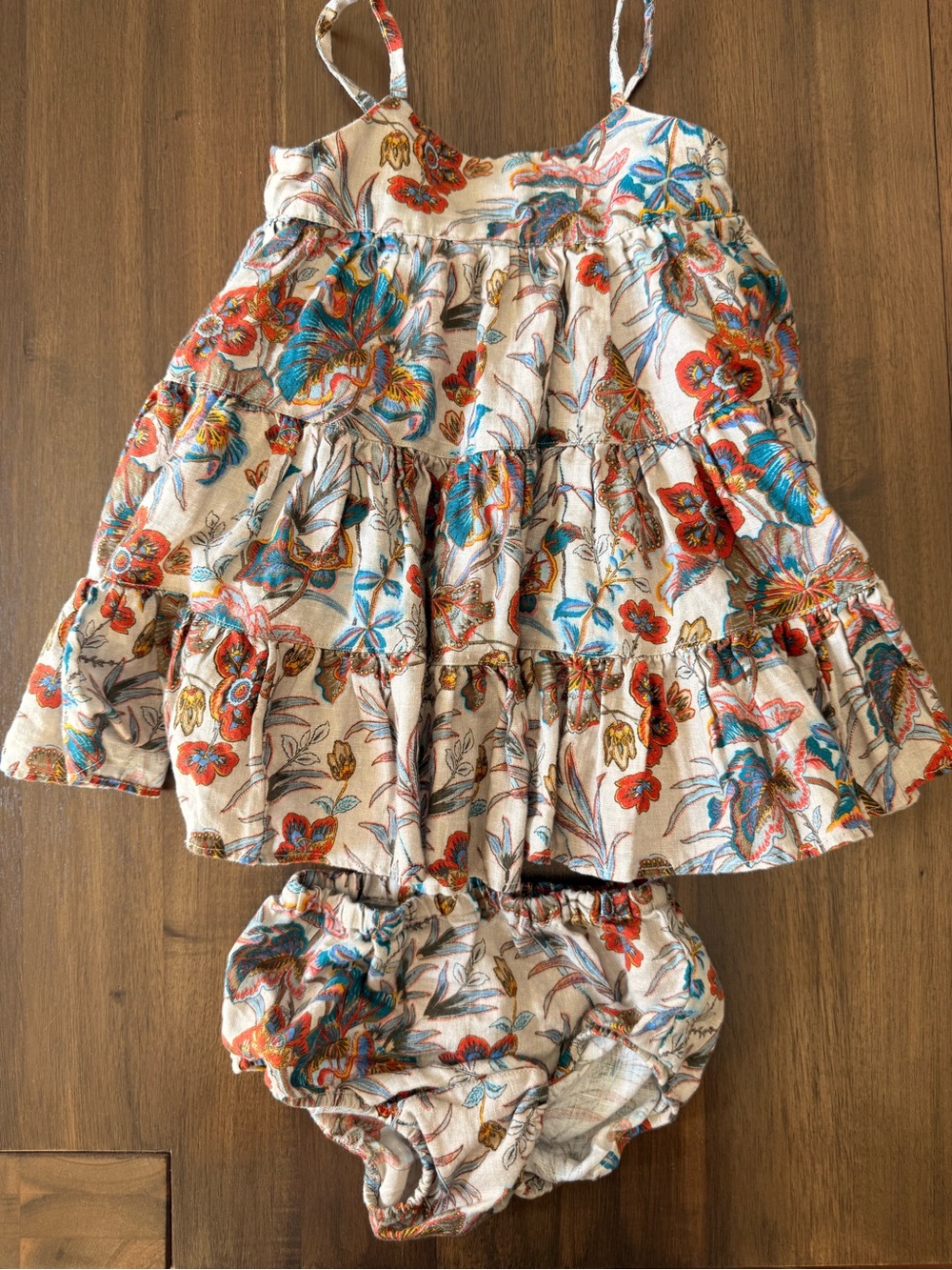 Gorgeous Banana Republic Floral Linen Tiered Sundress & Bloomer Set